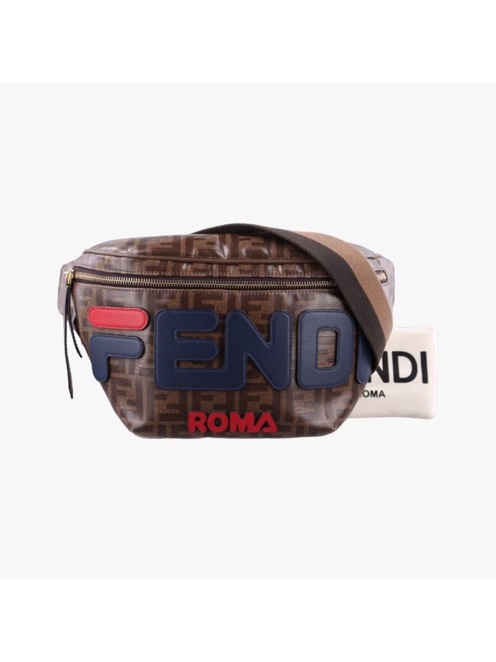 Fendi Zucca Pattern Diagonal Fila Collaboration Brown Handbag